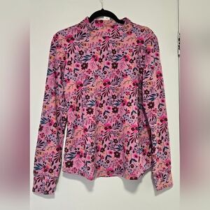 Denim & Co Adaptive Floral Print Jersey Mock Neck Long Sleeve Top Size M A624929